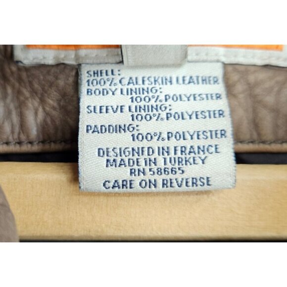 Faconnable Jeans Brown Calfskin Leather Bomber Jacket Mens XL - Picture 4 of 7